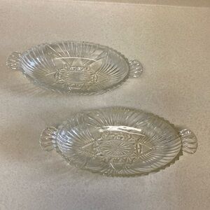 Set of 2 ornate glass dishes